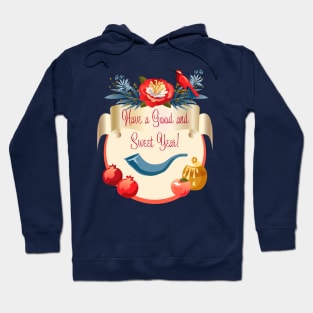 Happy Rosh Hashanah - Jewish New Year. Text Shana Tova! - Have a sweet year in Hebrew. Wishes text English Hoodie